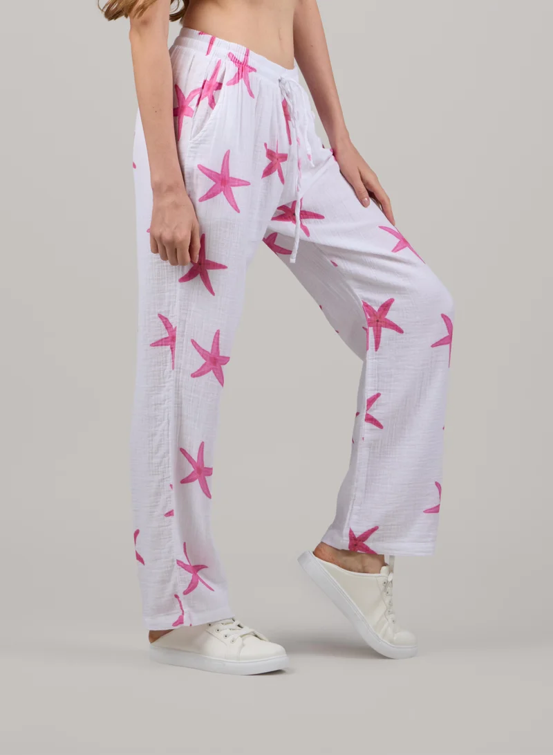 Just Nature White Relaxed Straight-Leg Trousers for Women | Best Price UAE